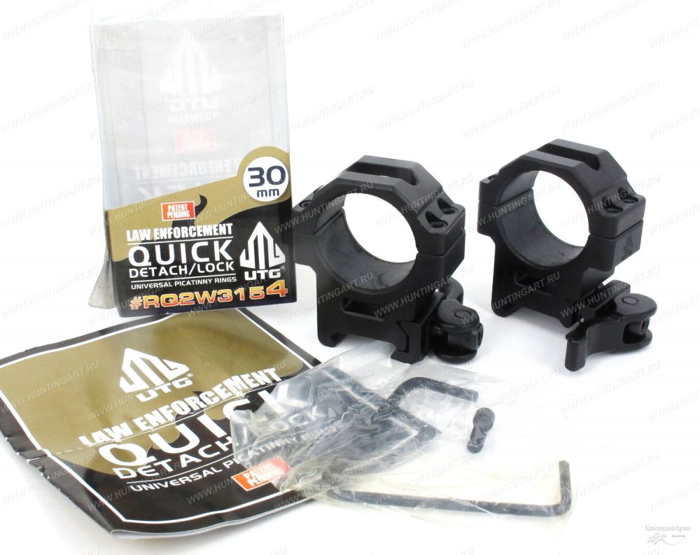 Leapers RQ2W3154_Кольца быстросъемные средние UTG 30 мм на Picatinny с рычажным зажимом