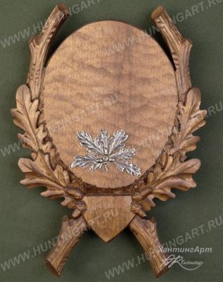 Медальон 129 под клыки кабана с декоративным металлическим держателем