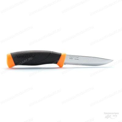 Нож Morakniv Companion SRT, серейтор 2/3, нержавеющая сталь, клинок 103 мм, сигнальный оранжевый купить в интернет-магазине ХантингАрт