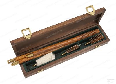 Набор для чистки Stil Crin 106E в деревянном футляре, 12 калибра (шомпол из орехового дерева, 3 ершика) купить в интернет-магазине ХантингАрт