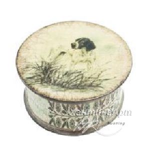 Шкатулка круглая, с изображением собаки