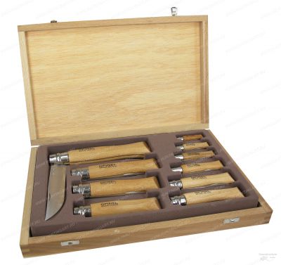 Набор ножей Opinel серии Tradition № 02-12, из нержавеющей стали в деревянной коробке