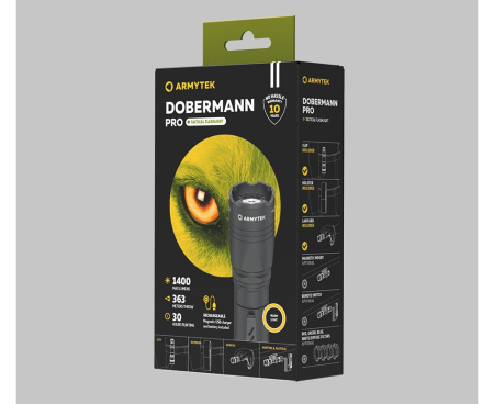 Фонарь подствольный Armytek Dobermann Pro Magnet USB XHP35 HI, 1400 люмен, тёплый, до 363 м купить в интернет-магазине ХантингАрт