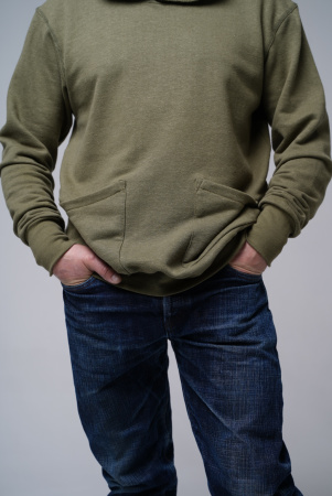 Худи из конопли Green Washtag хаки от производителя экологически чистой одежды