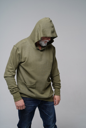 Худи из конопли Green Washtag хаки от производителя экологически чистой одежды