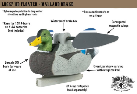Чучело кряквы Lucky Duck с вращающимися крыльями Lucky HD Floater (селезень) купить в интерент-магазине Хантингарт