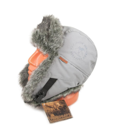 Шапка-ушанка NordKapp Badger MX Light Grey 527, мех барсук купить в интернет-магазине ХантингАрт