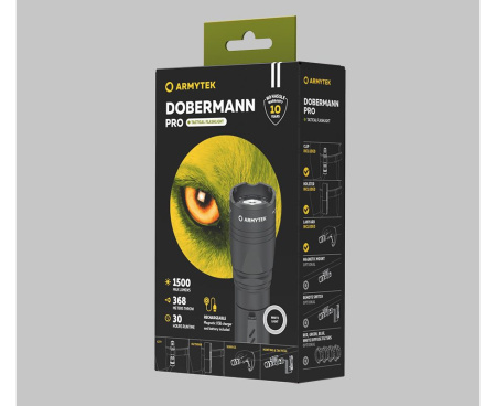 Фонарь подствольный Armytek Dobermann Pro Magnet USB XHP35 HI, 1500 lm, белый, до 368м купить в интернет-магазине ХантингАрт