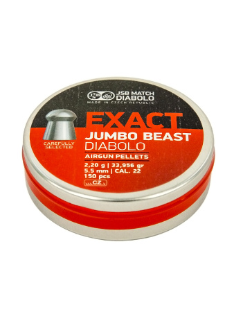Пульки JSB Exact Jumbo Beast калибр 5.52 мм, вес 2,2 гр, 150шт купить в интернет-магазине ХантингАрт