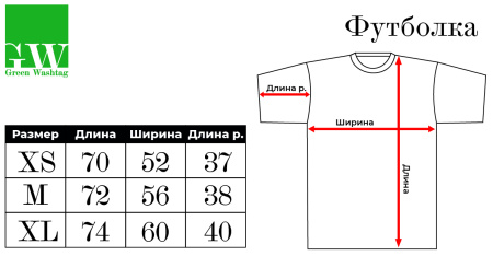 Футболка из конопли (100%) Green Washtag индиго от производителя экологически чистой одежды