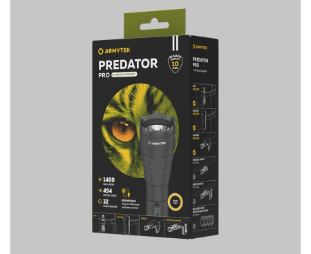 Фонарь подствольный Armytek Predator Pro Magnet USB XHP35 HI, 1400 люмен, тёплый, до 494м, 1x18650 купить в интернет-магазине ХантингАрт