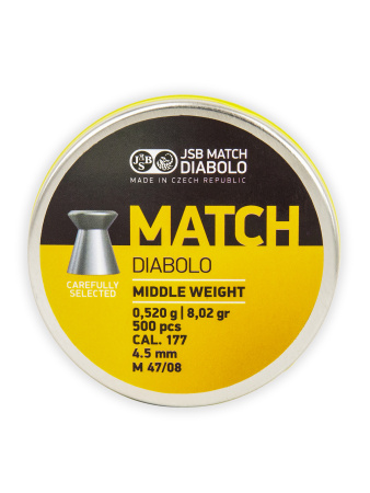 Пульки JSB Yellow Match 4,5 мм, вес 0,52 гр (500шт) купить в интернет-магазине ХантингАрт