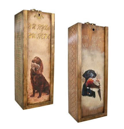 Ящик для бутылки, с изображением охотничьей собаки купить в интернет-магазине ХантингАрт